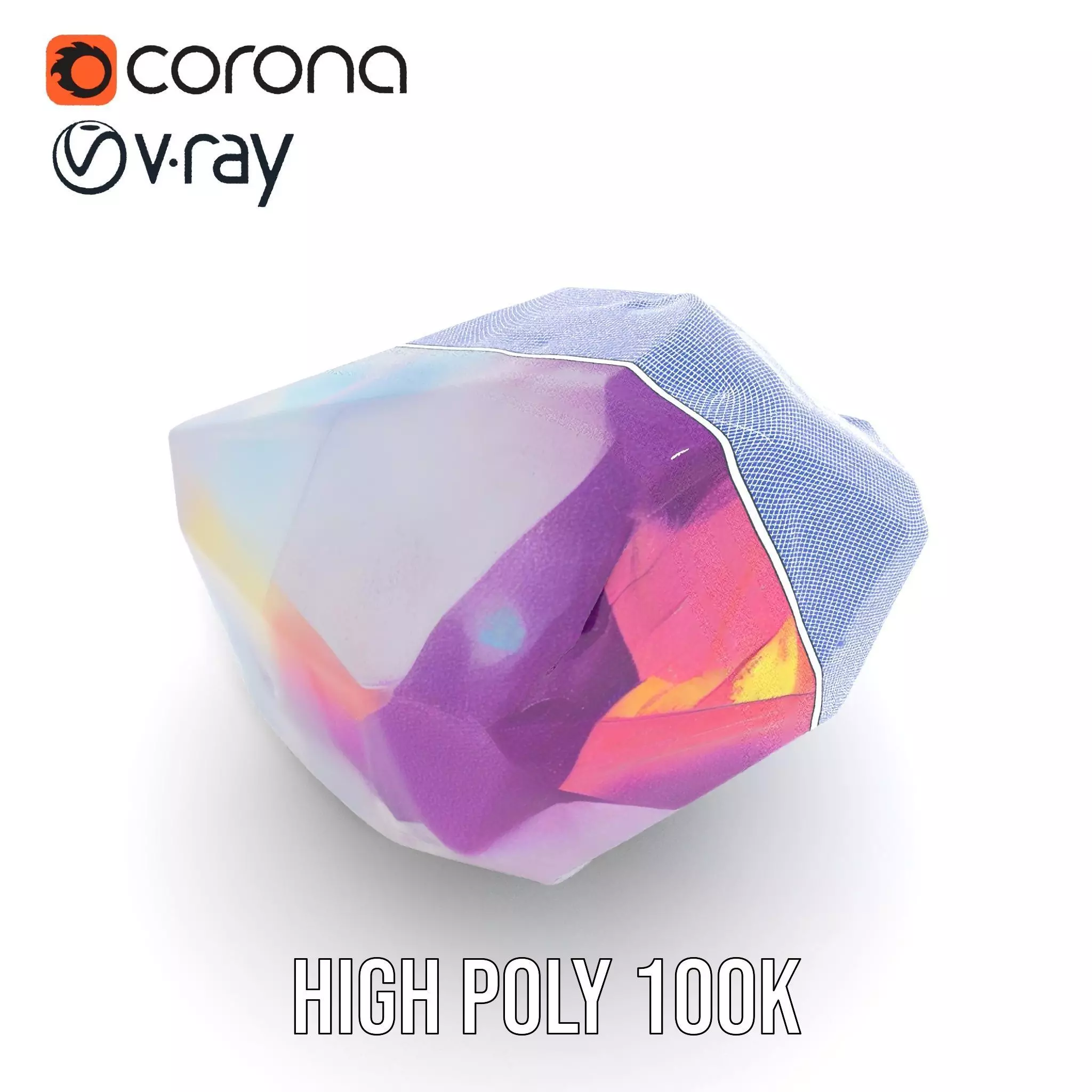 Violet Crystal Gem model pack Low-poly 3D model_33