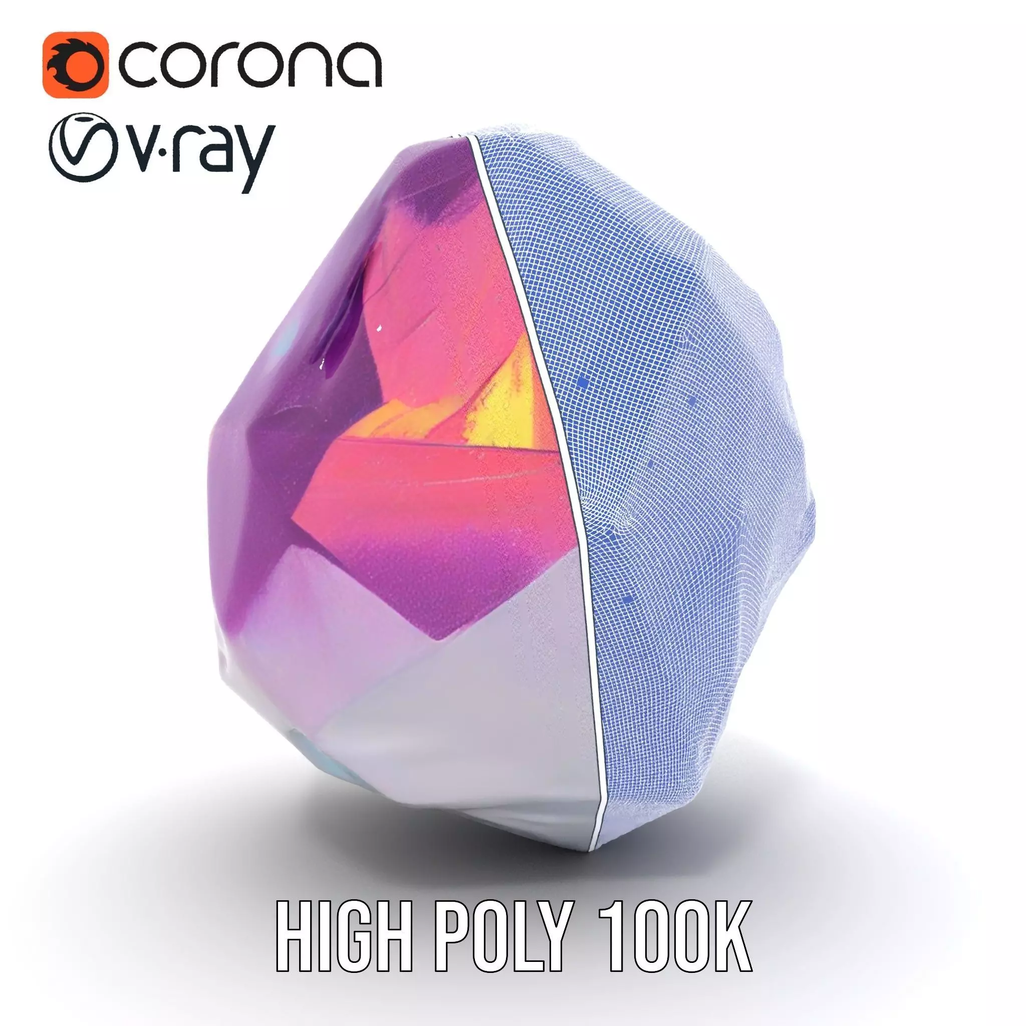 Violet Crystal Gem model pack Low-poly 3D model_34