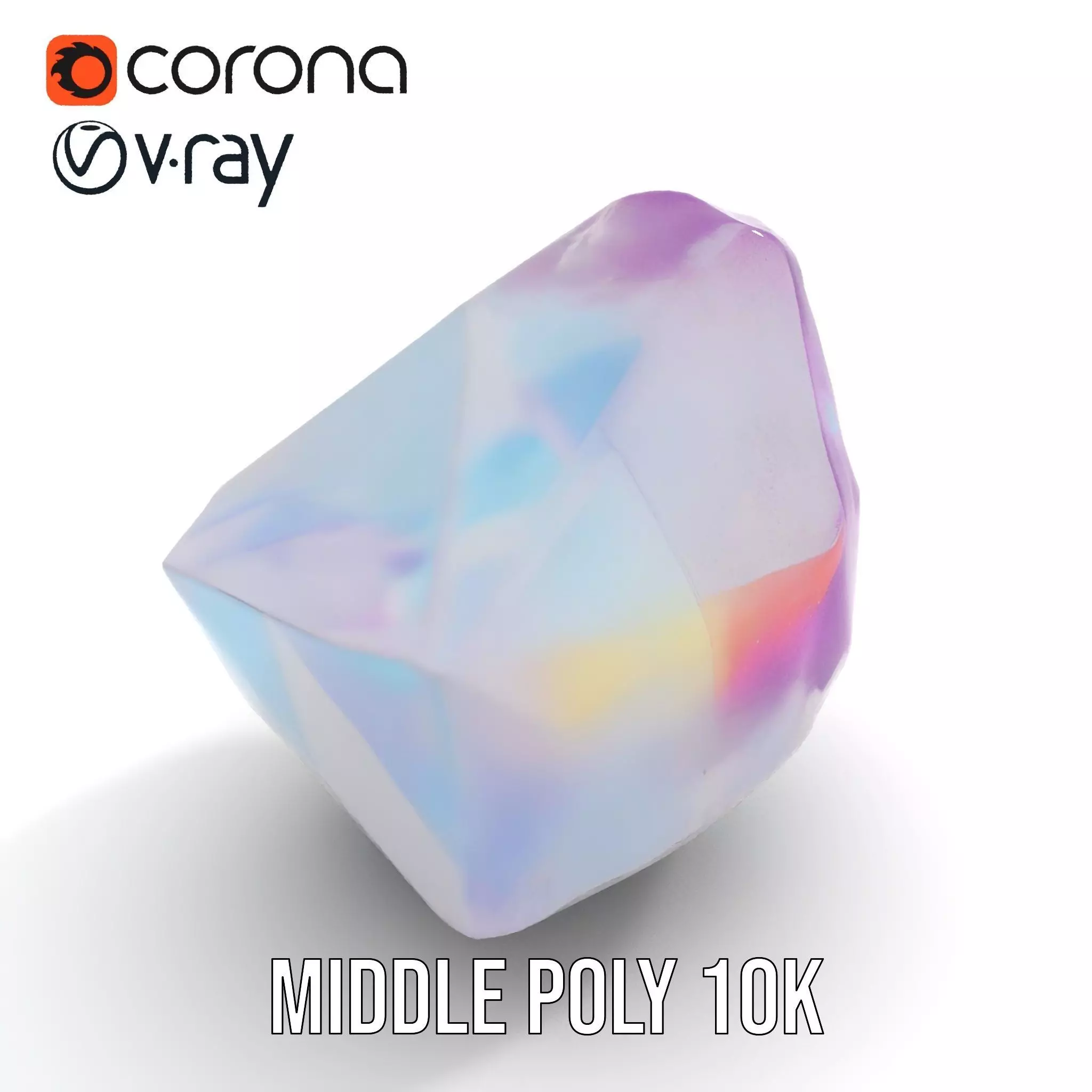 Violet Crystal Gem model pack Low-poly 3D model_6
