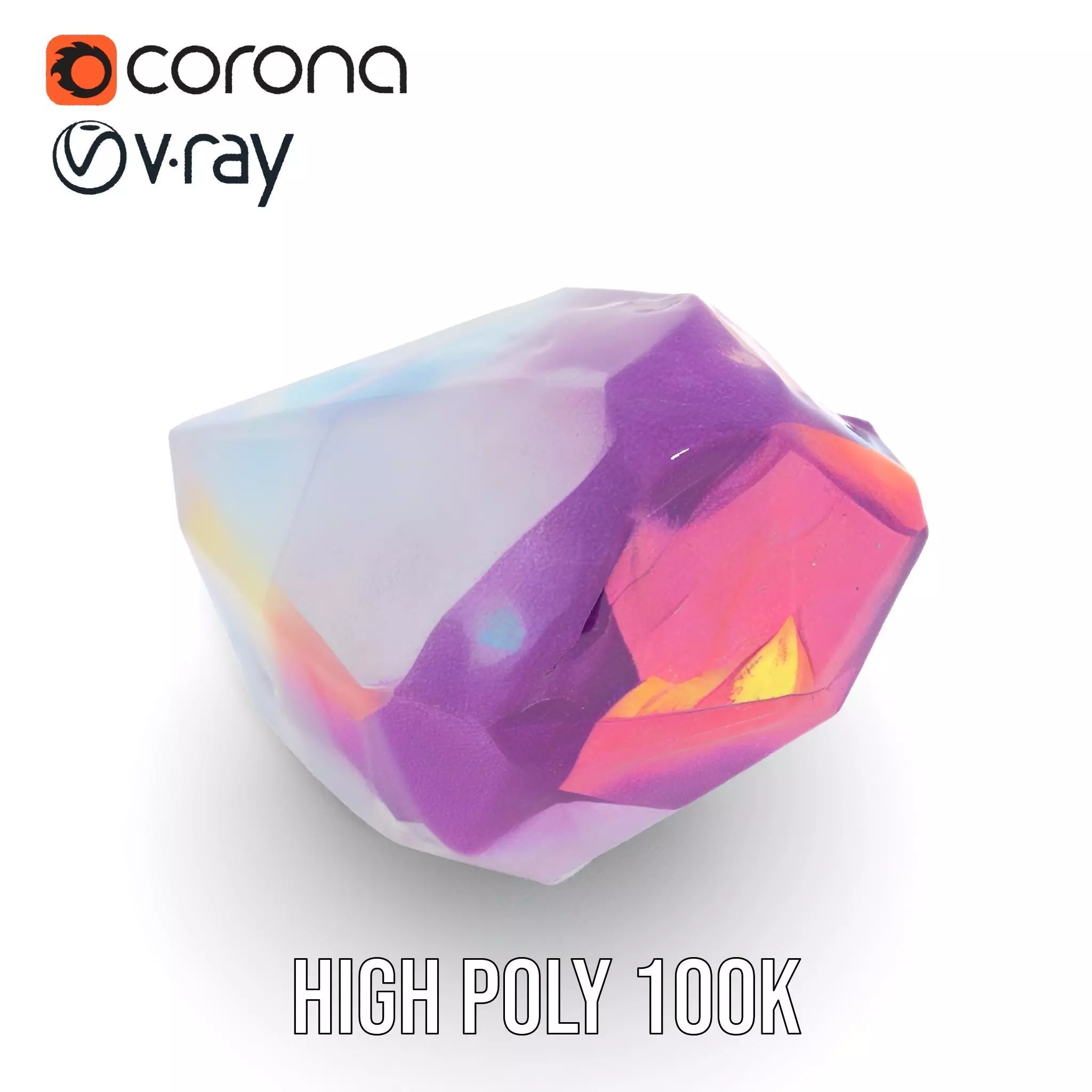 Violet Crystal Gem model pack Low-poly 3D model_21