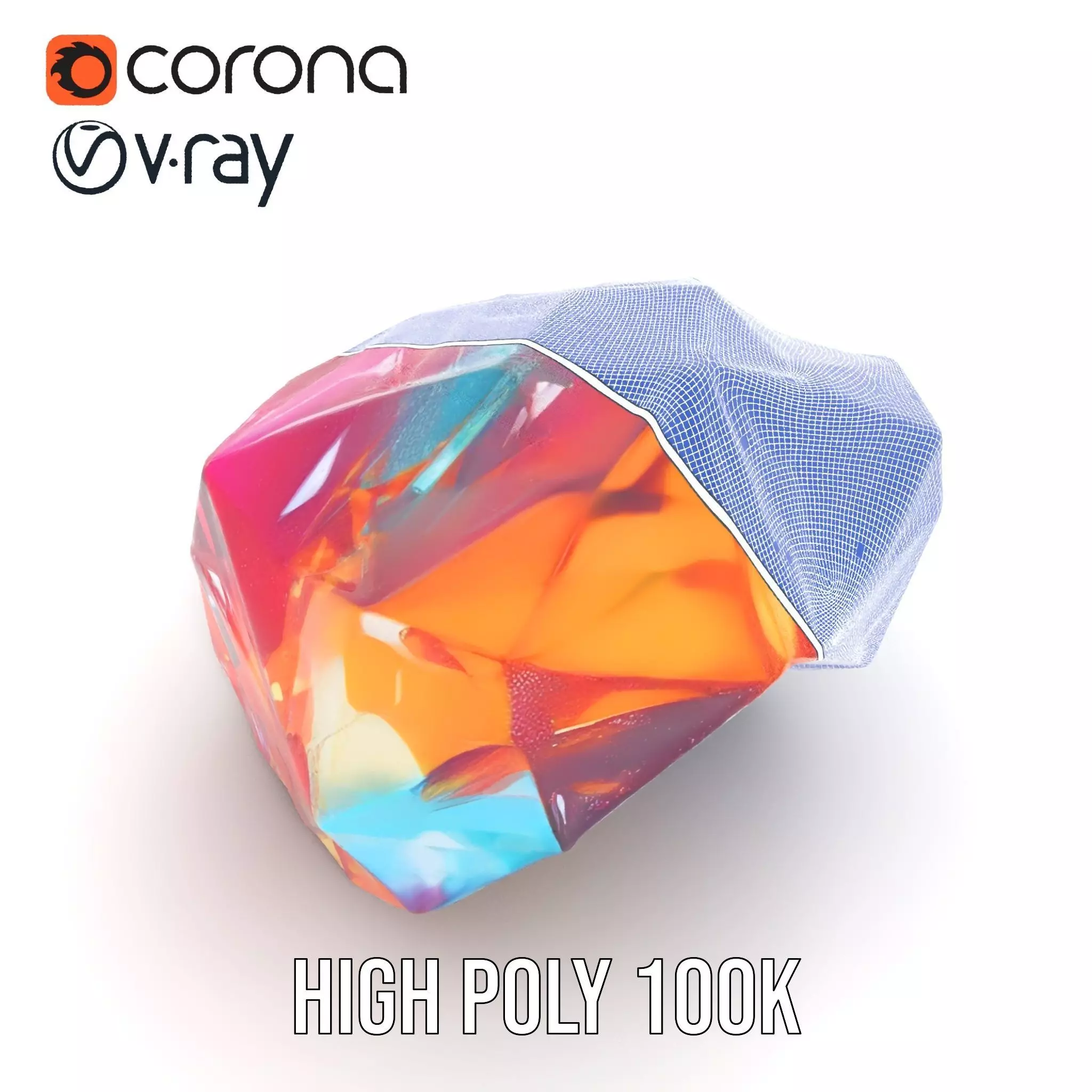 Rainbow Crystal Gem model pack Low-poly 3D model_34
