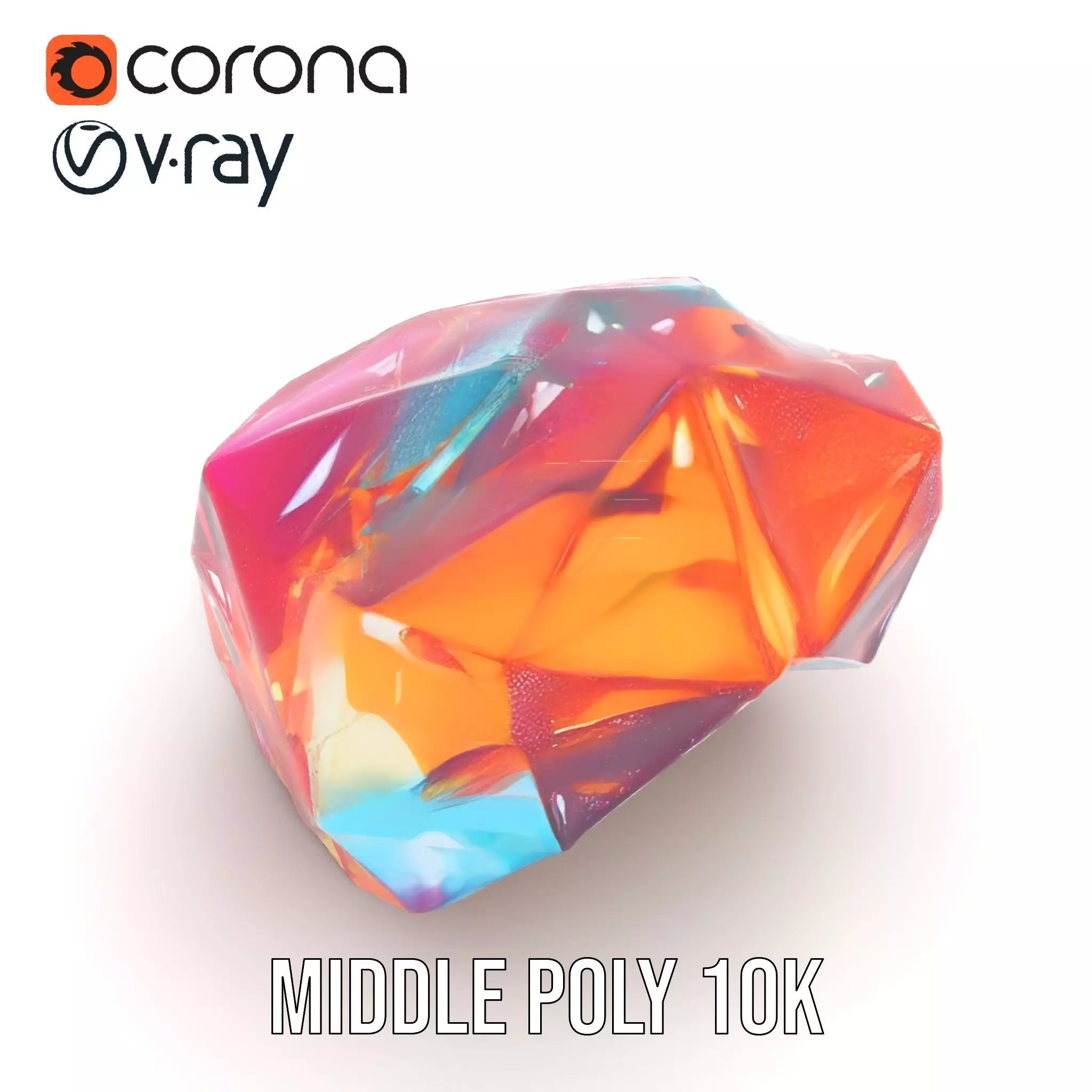 Rainbow Crystal Gem model pack Low-poly 3D model_7