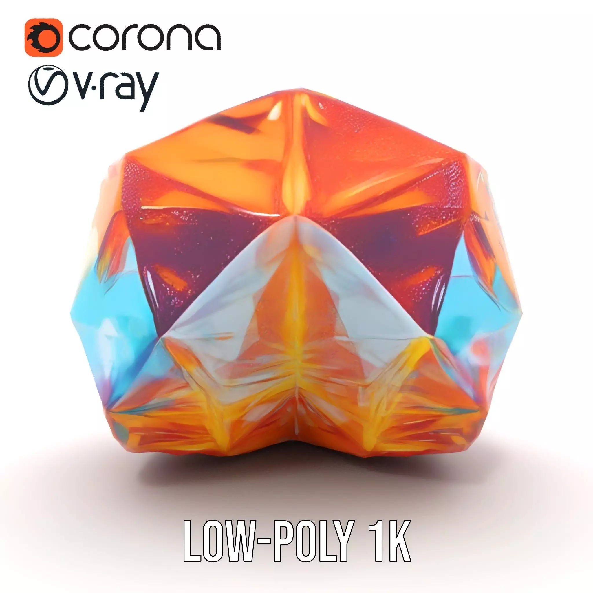 Rainbow Crystal Gem model pack Low-poly 3D model_17