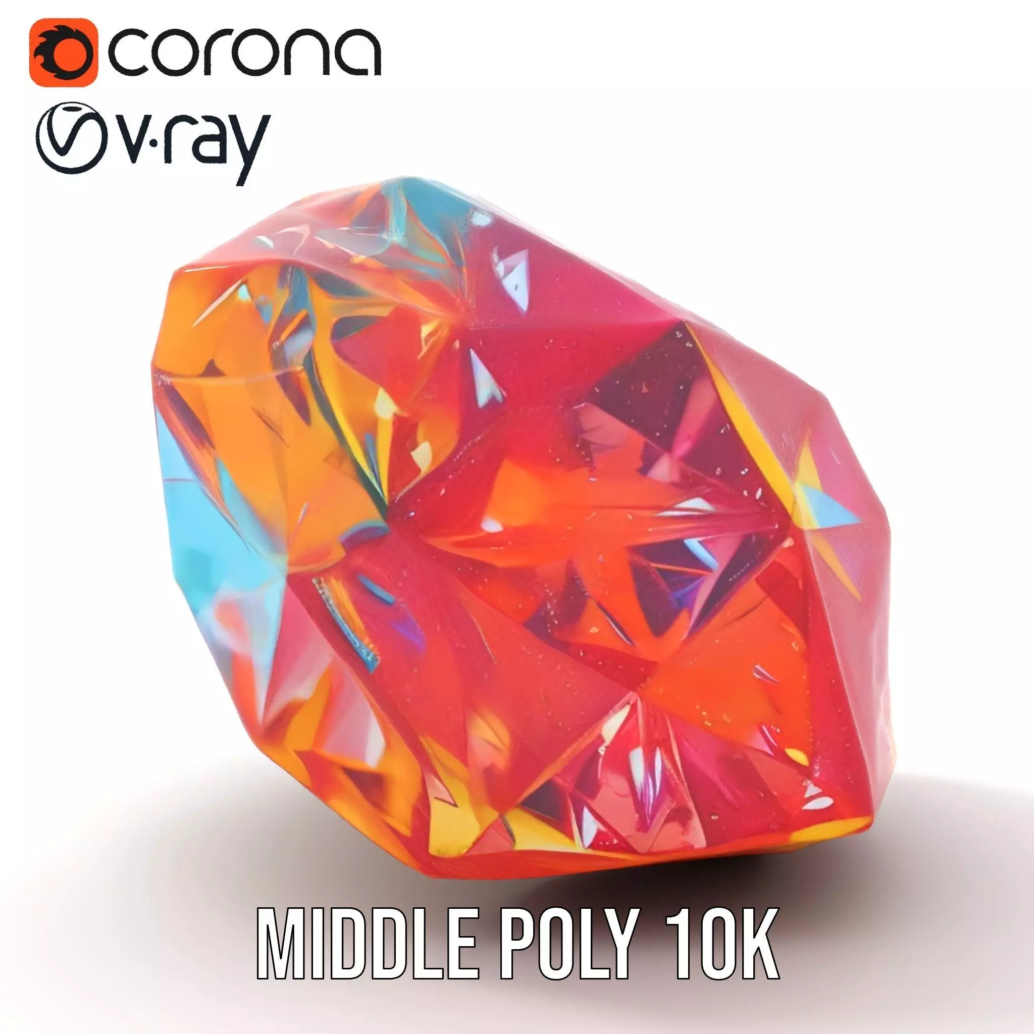 Rainbow Crystal Gem model pack Low-poly 3D model_21
