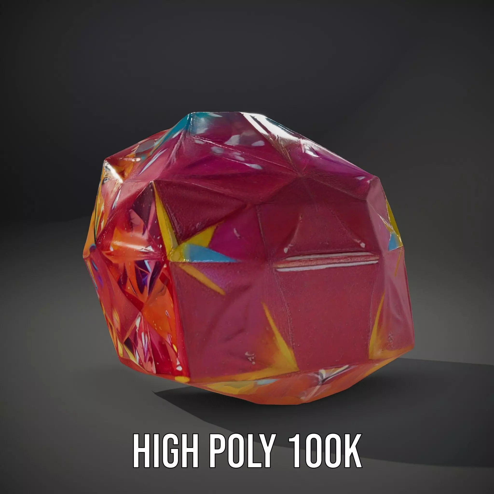 Rainbow Crystal Gem model pack Low-poly 3D model_11