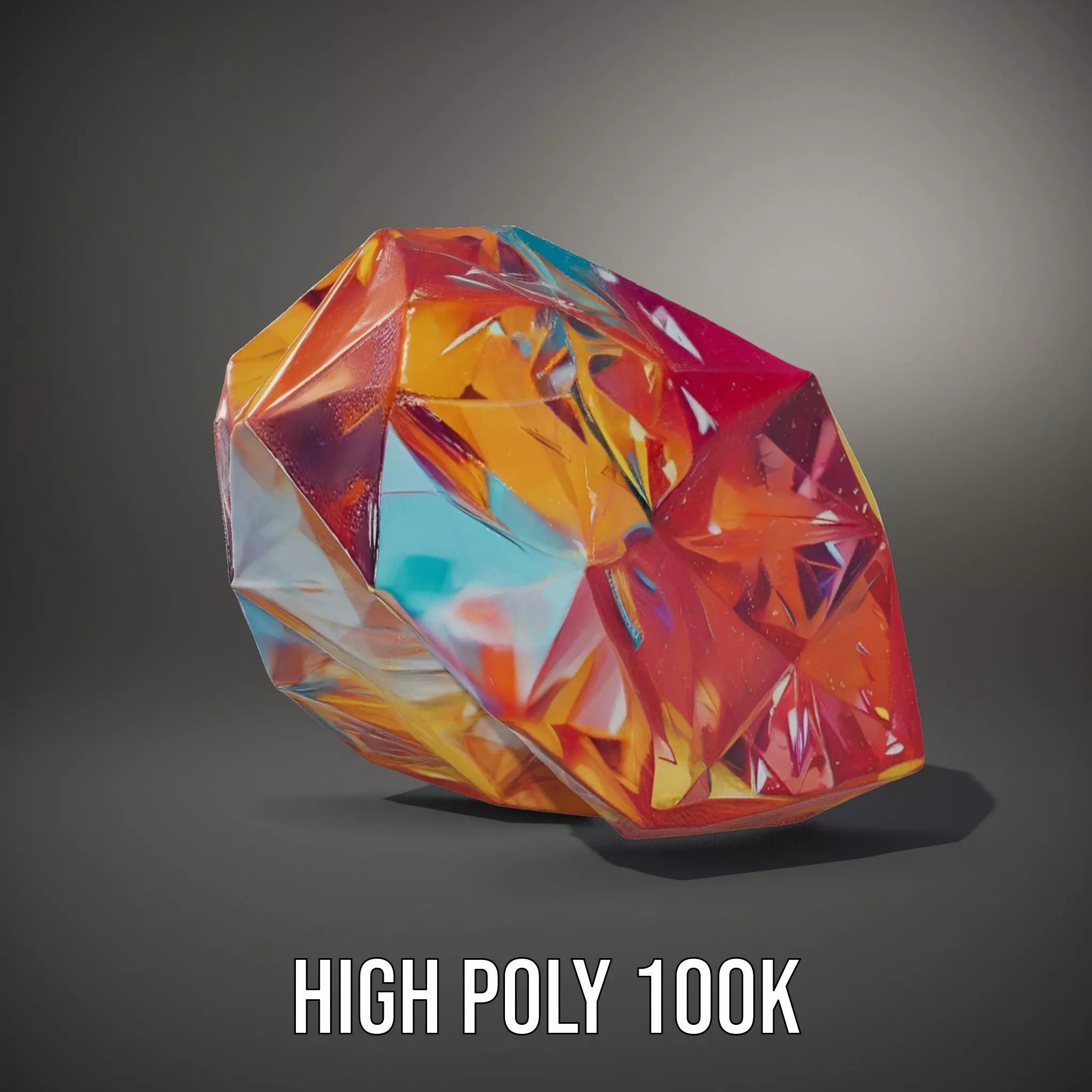Rainbow Crystal Gem model pack Low-poly 3D model_9