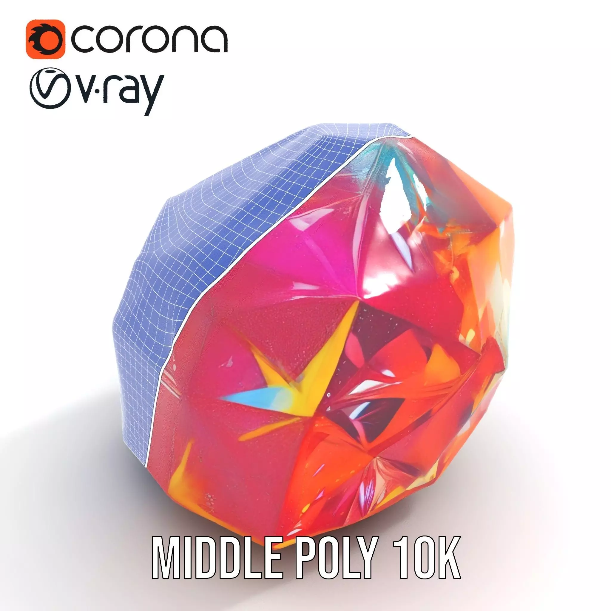 Rainbow Crystal Gem model pack Low-poly 3D model_24