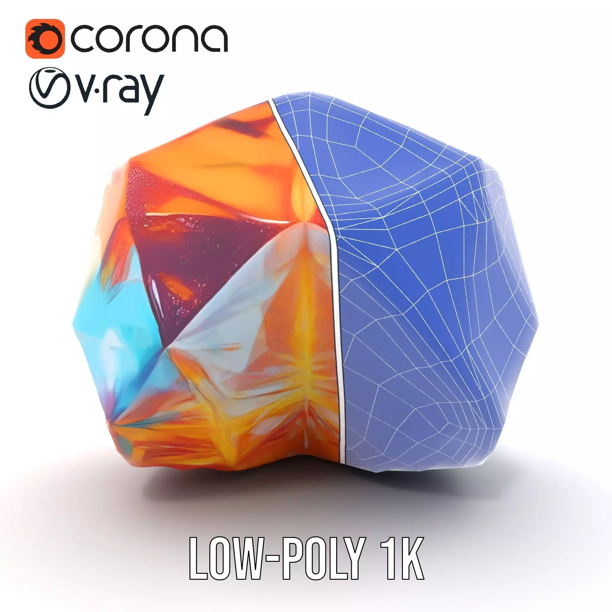 Rainbow Crystal Gem model pack Low-poly 3D model_22