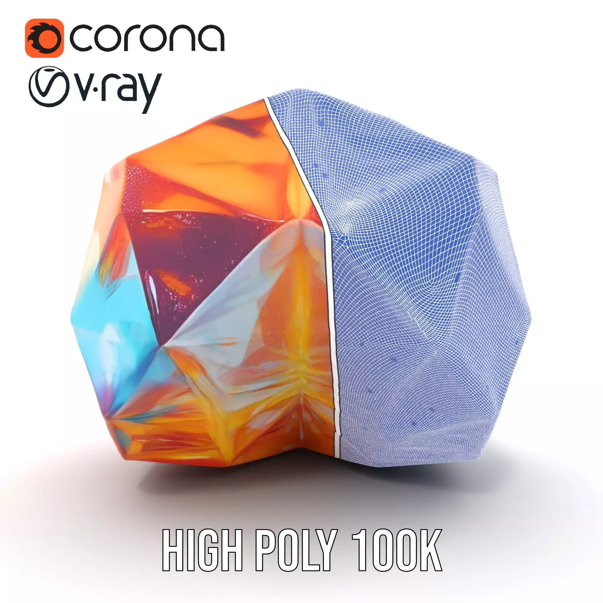 Rainbow Crystal Gem model pack Low-poly 3D model_33