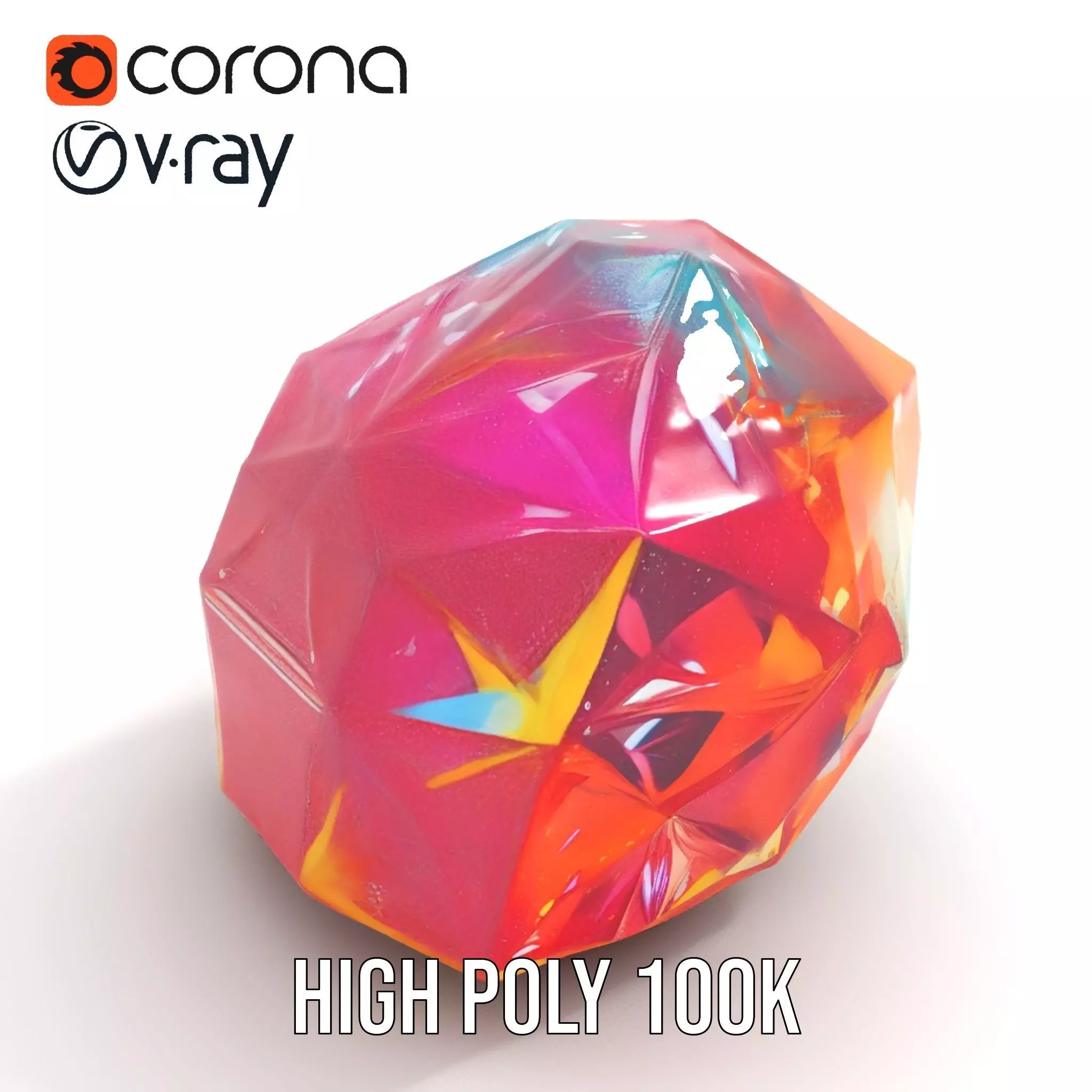 Rainbow Crystal Gem model pack Low-poly 3D model_18