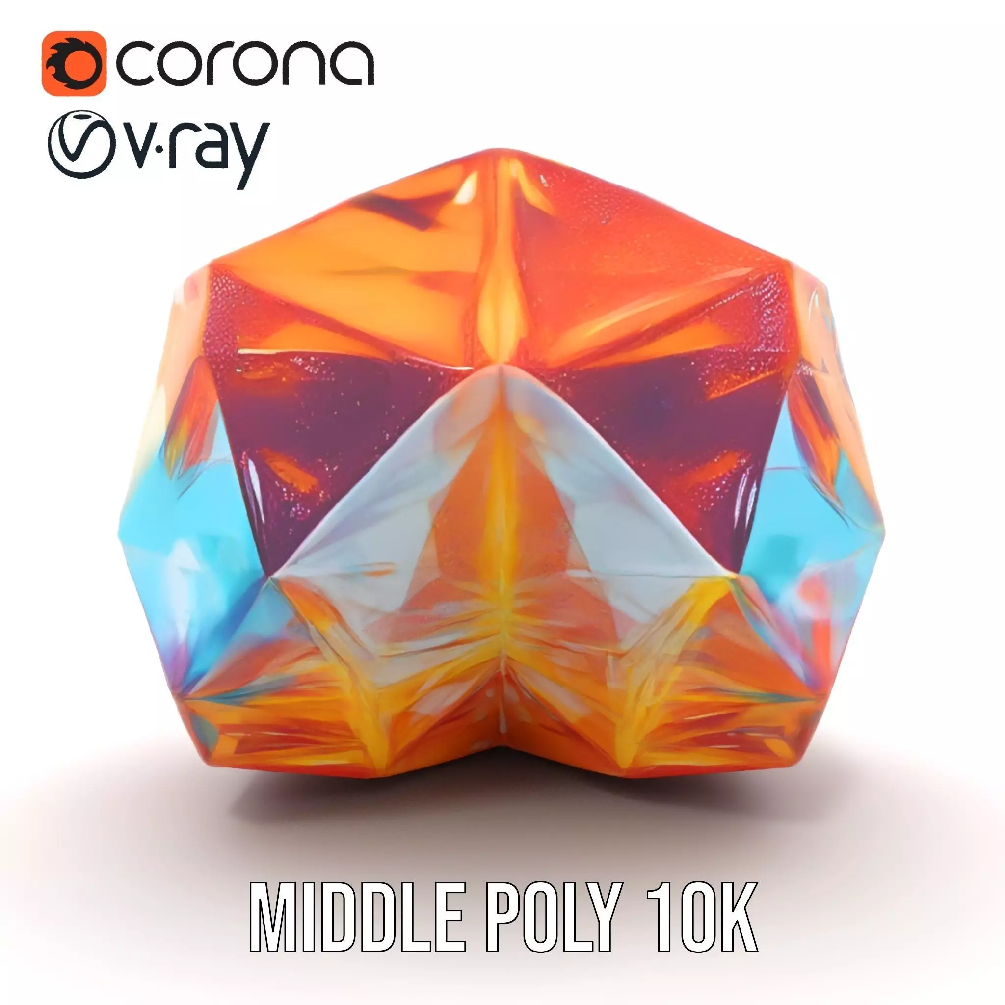 Rainbow Crystal Gem model pack Low-poly 3D model_12
