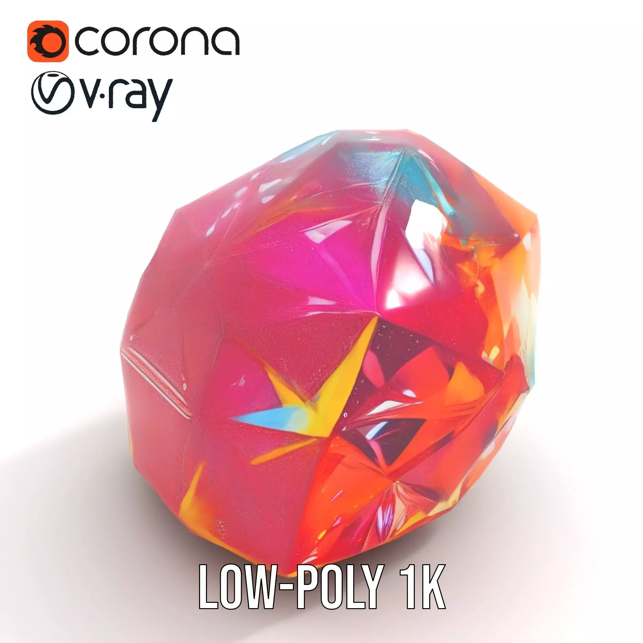 Rainbow Crystal Gem model pack Low-poly 3D model_8