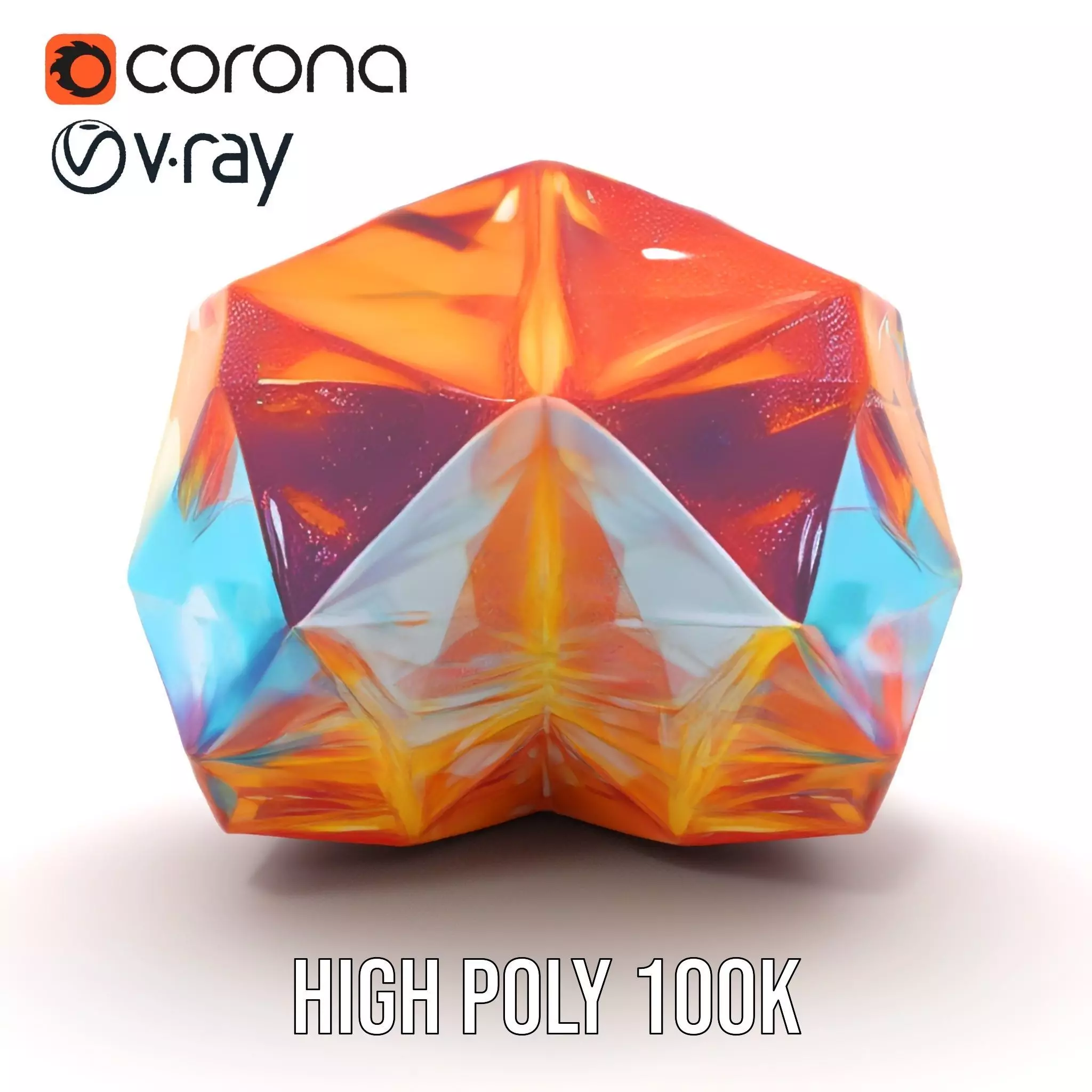 Rainbow Crystal Gem model pack Low-poly 3D model_29