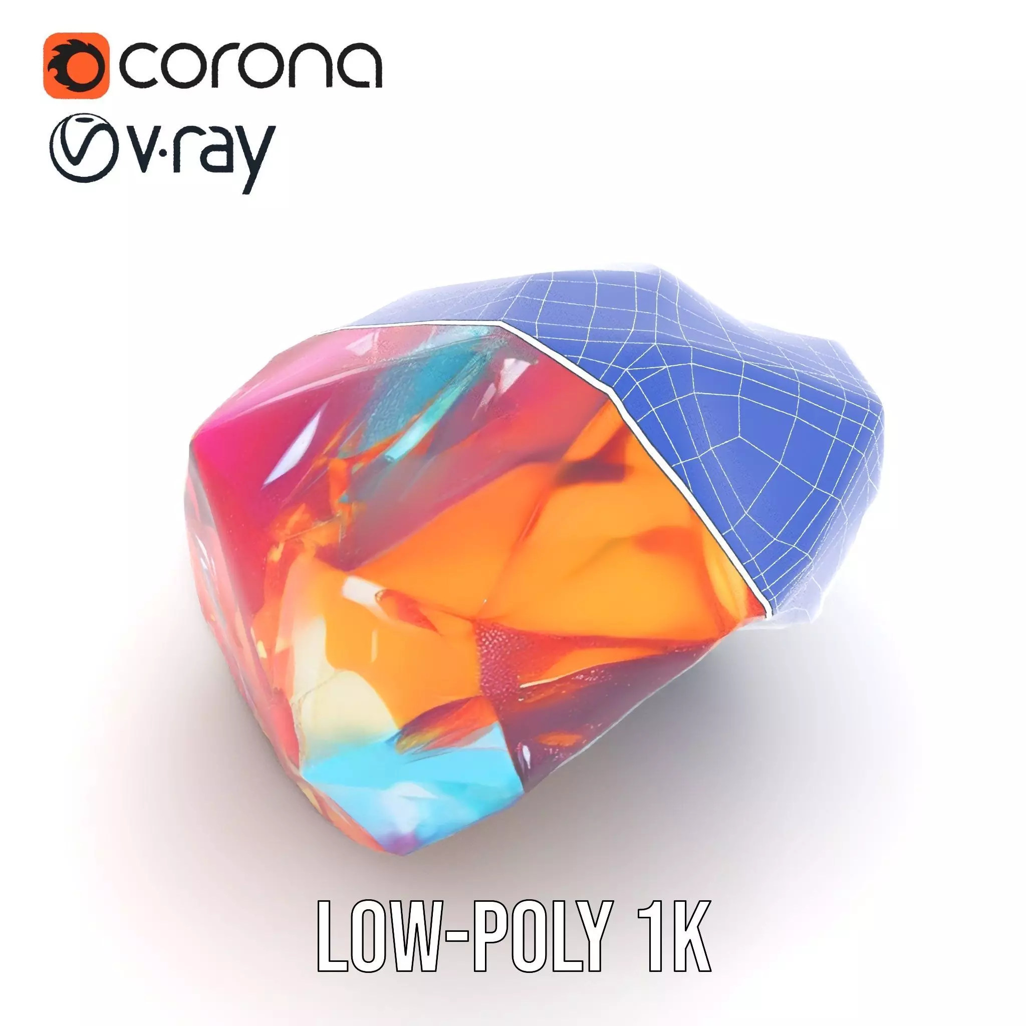 Rainbow Crystal Gem model pack Low-poly 3D model_31