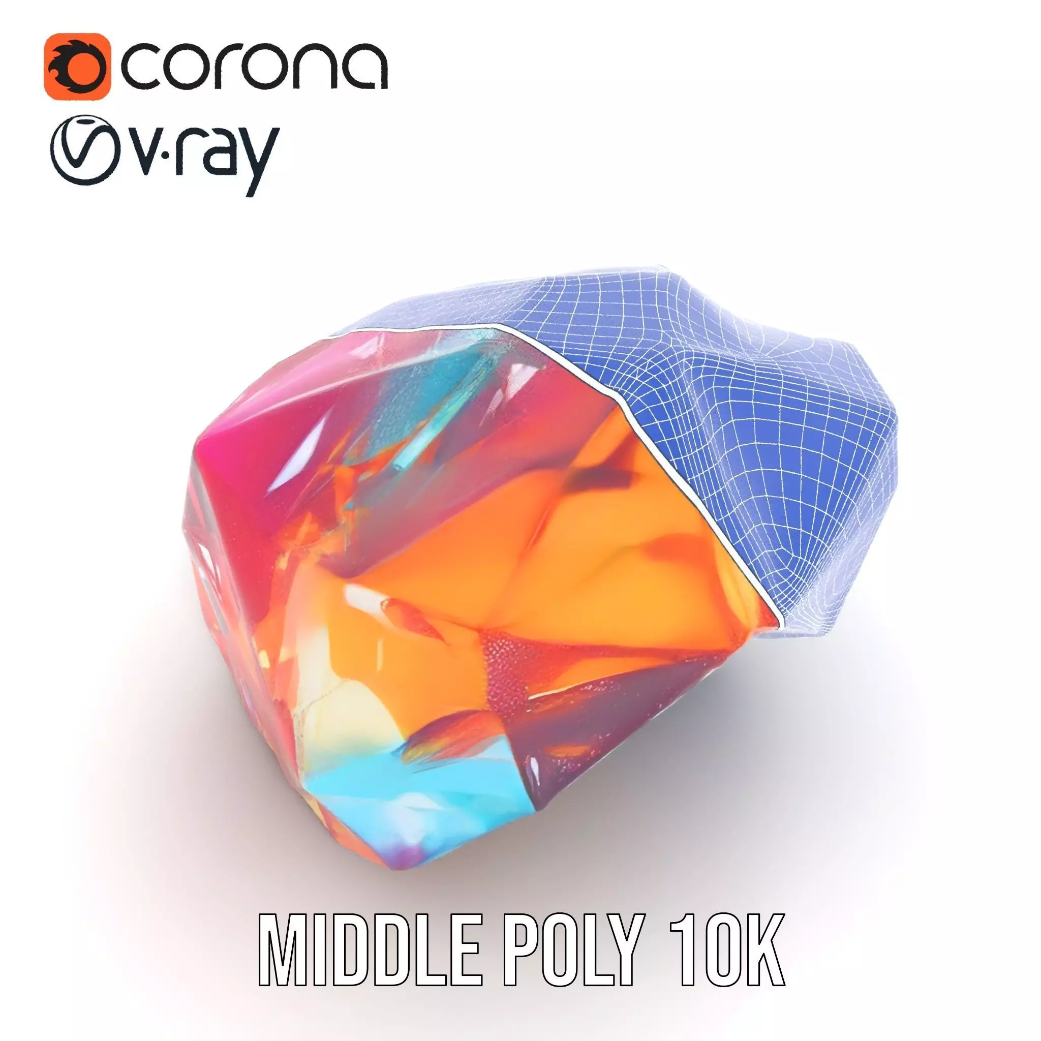 Rainbow Crystal Gem model pack Low-poly 3D model_30