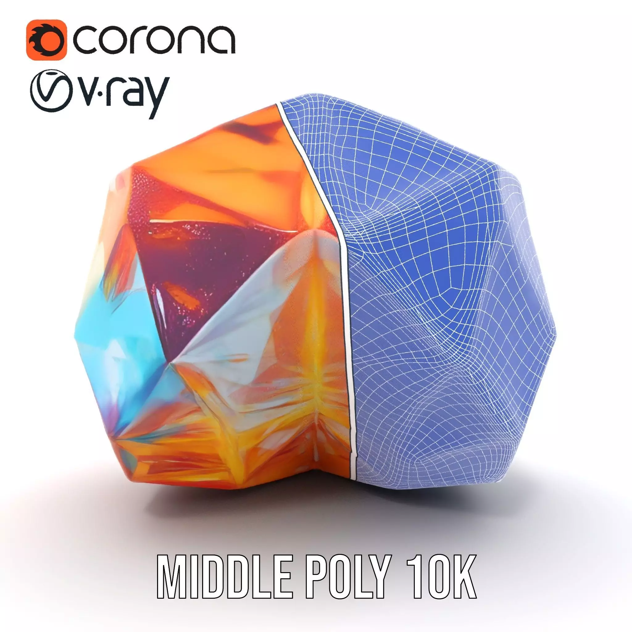 Rainbow Crystal Gem model pack Low-poly 3D model_27