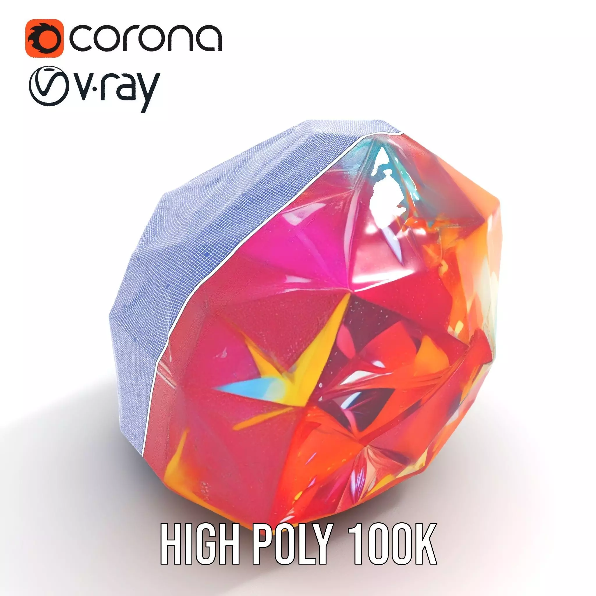 Rainbow Crystal Gem model pack Low-poly 3D model_32