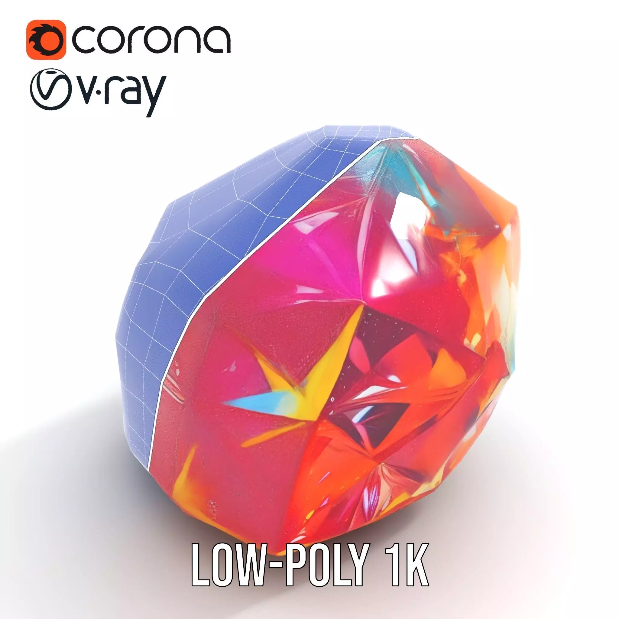 Rainbow Crystal Gem model pack Low-poly 3D model_25