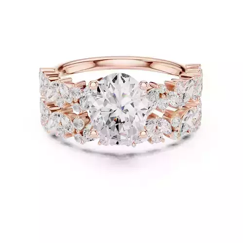 Oval Cut Wedding Ring Set Marquise Round Band 3DM STL Video