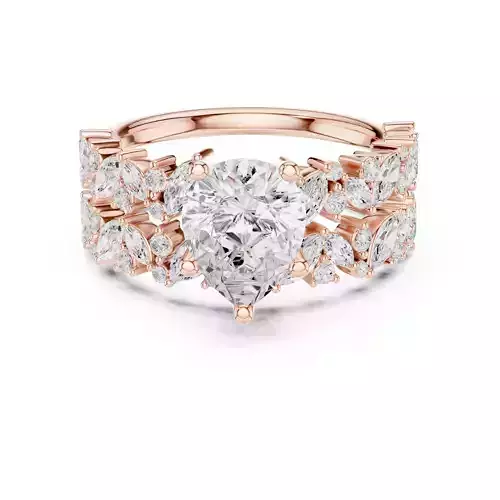 Pear Cut Diamond Engagement Wedding Ring Set 3DM STL Video