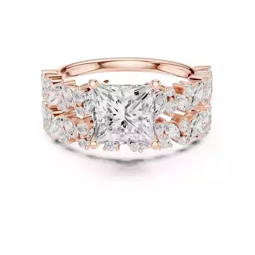 7mm Princess Cut Diamond Engagement Ring Set 3DM STL Video