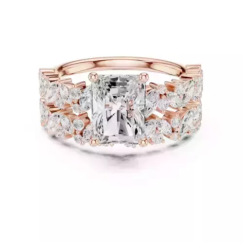 Radiant Cut Diamond Stacking Wedding Ring Set 3DM STL Video