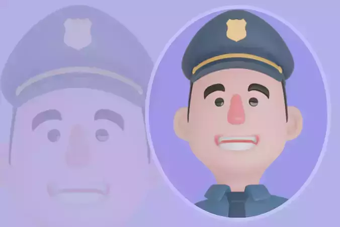 Stylized 3D Male Police Character - Officer Thumbs Up Model