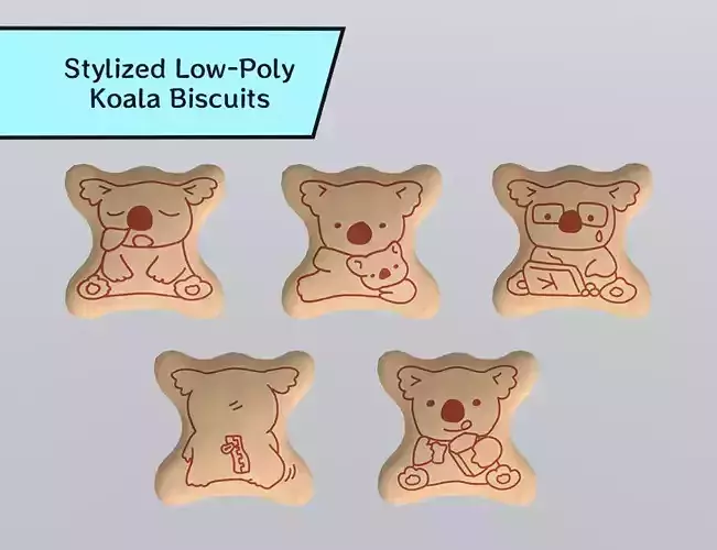 Stylized Low-Poly Koala Biscuits Low-poly 3D model Stylized Low-Poly Koala Biscuits Low-poly 3D model