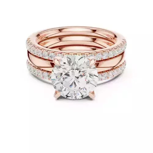 Round Diamond Ring With Two Stacking Band Set 3DM STL Video