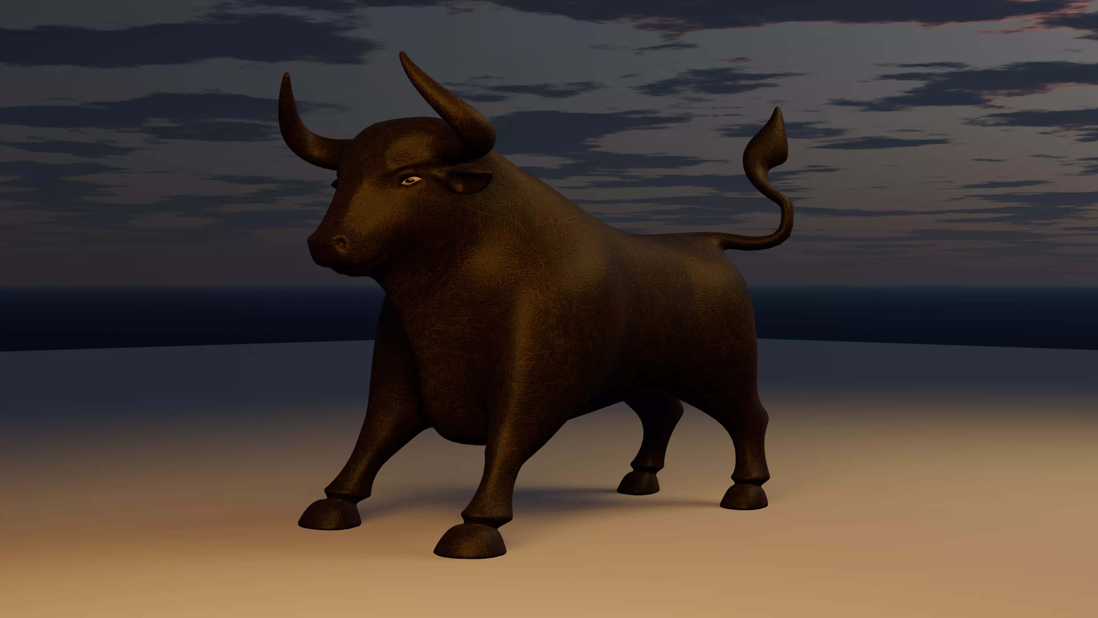 Stylized Bull 3D Model Cartoon Animal Character Low-poly 3D model_0
