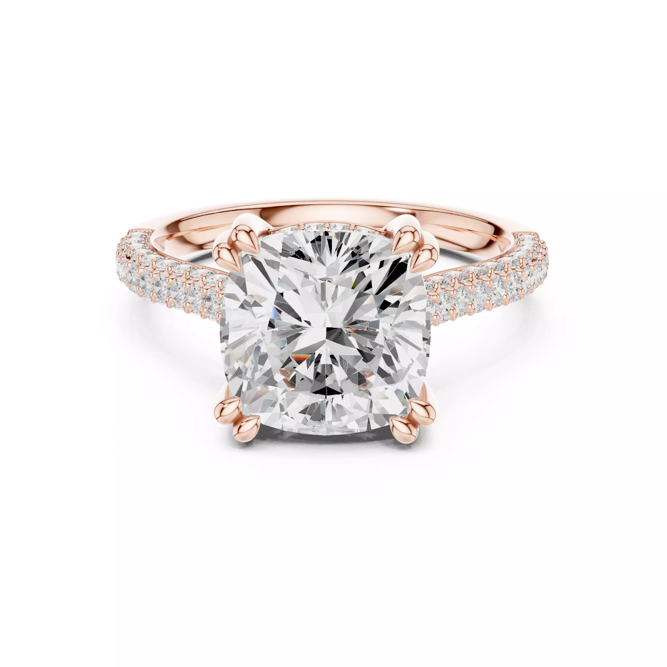 Double Claw Prong Cushion Cut Diamond Wedding Ring 3DM STL Video 3D print model