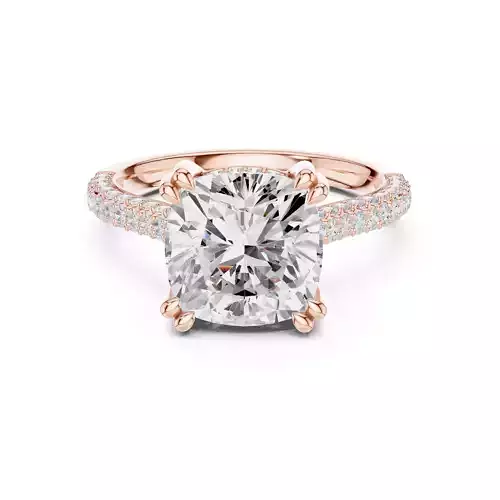 Double Claw Prong Cushion Cut Diamond Wedding Ring 3DM STL Video