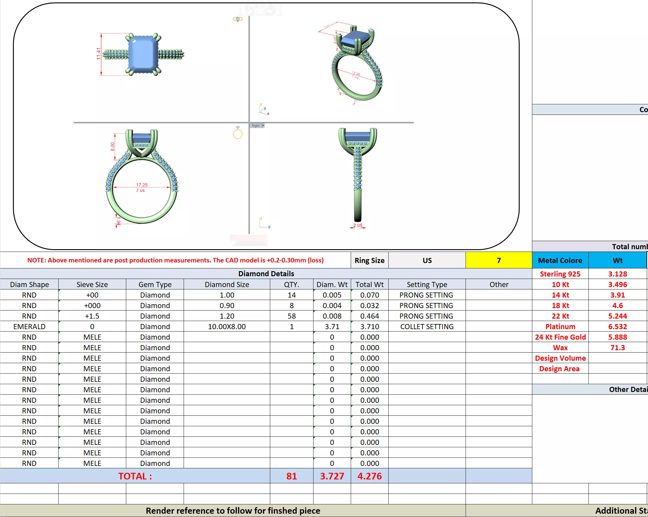 10x8mm Emerald Cut Hidden Halo Engagement Ring 3DM STL Video 3D print model_16