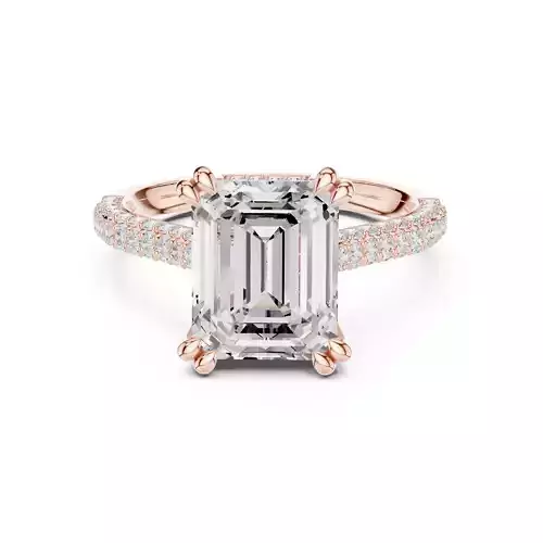 10x8mm Emerald Cut Hidden Halo Engagement Ring 3DM STL Video 3D print model