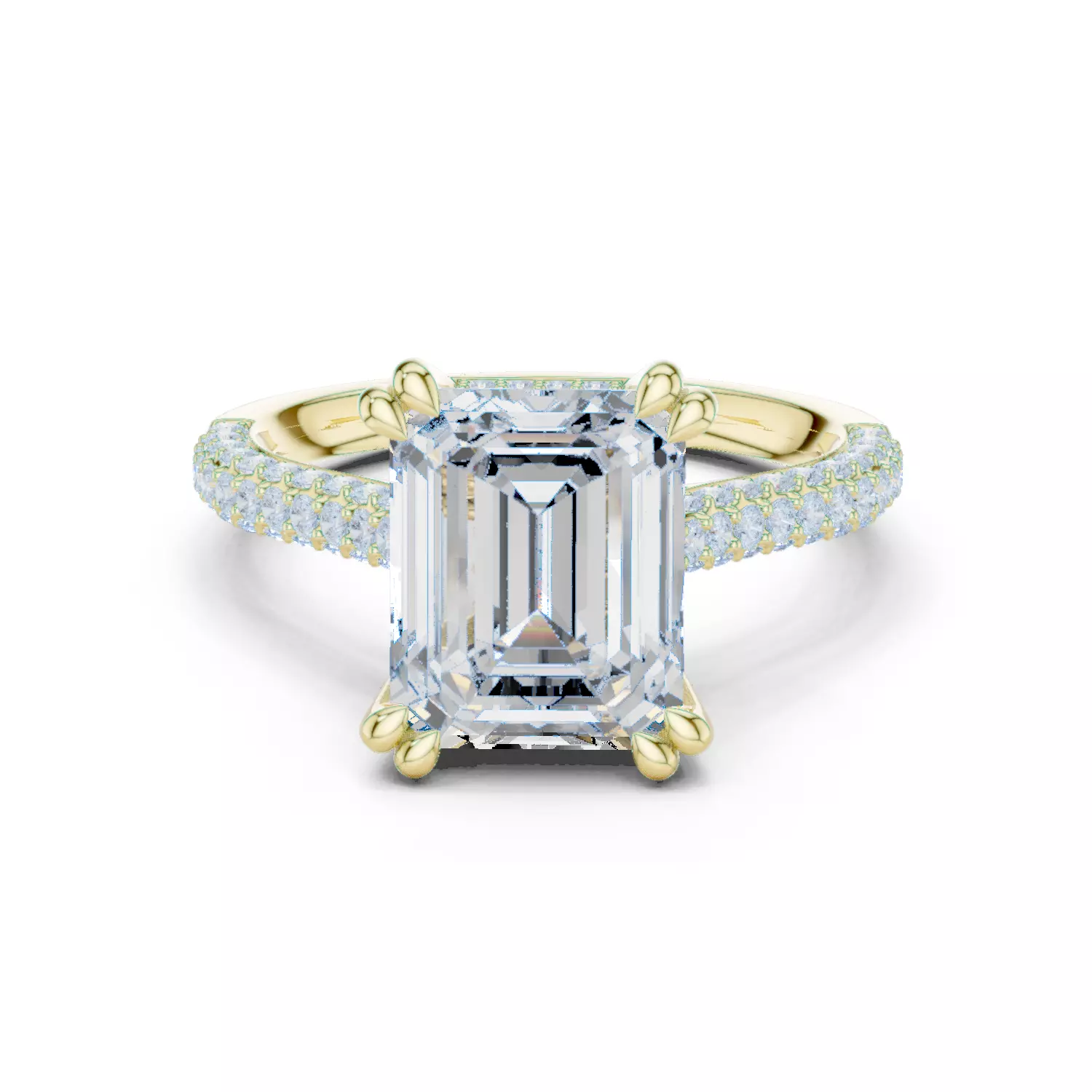 10x8mm Emerald Cut Hidden Halo Engagement Ring 3DM STL Video 3D print model_13