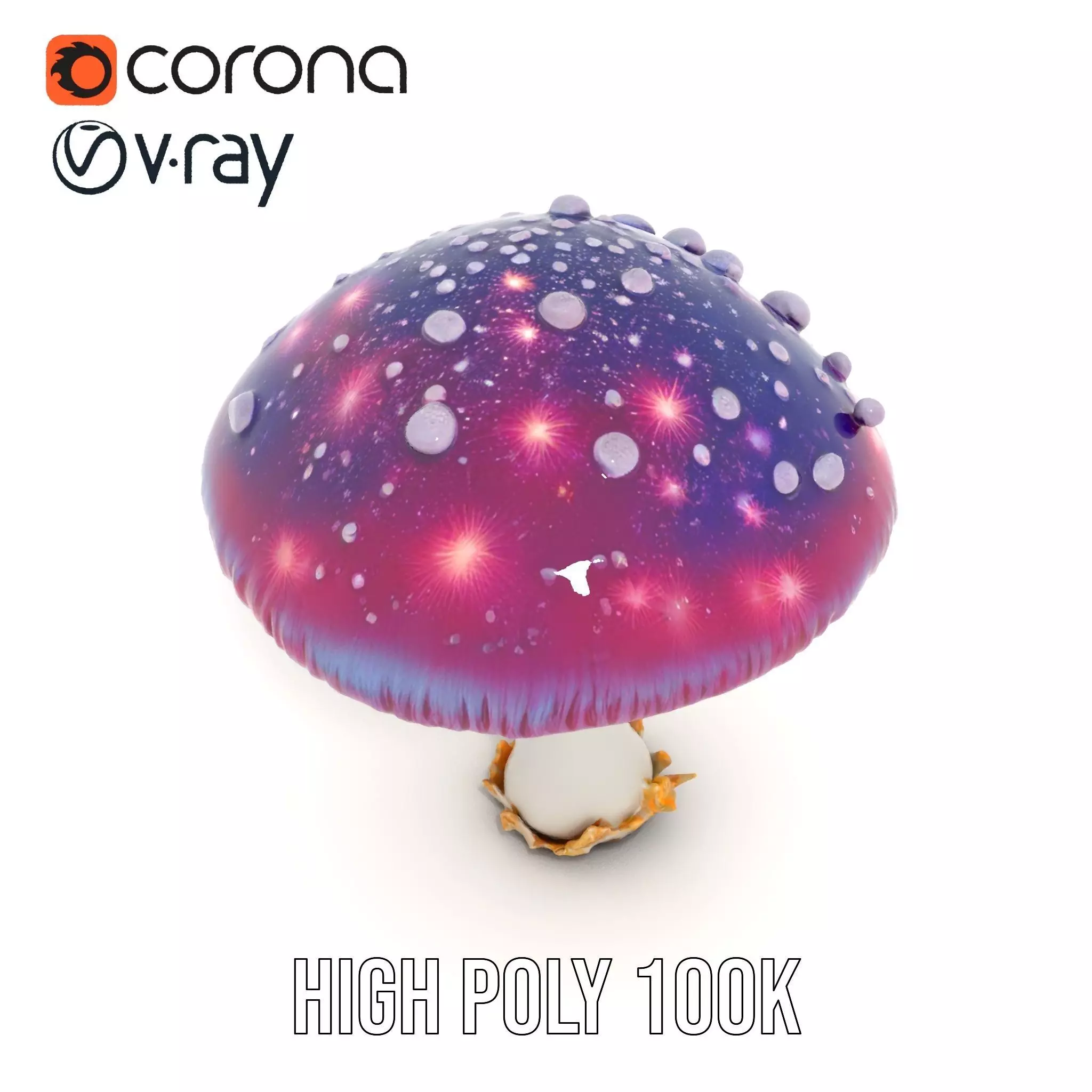 Galaxy Mushroom model pack Low-poly 3D model_12