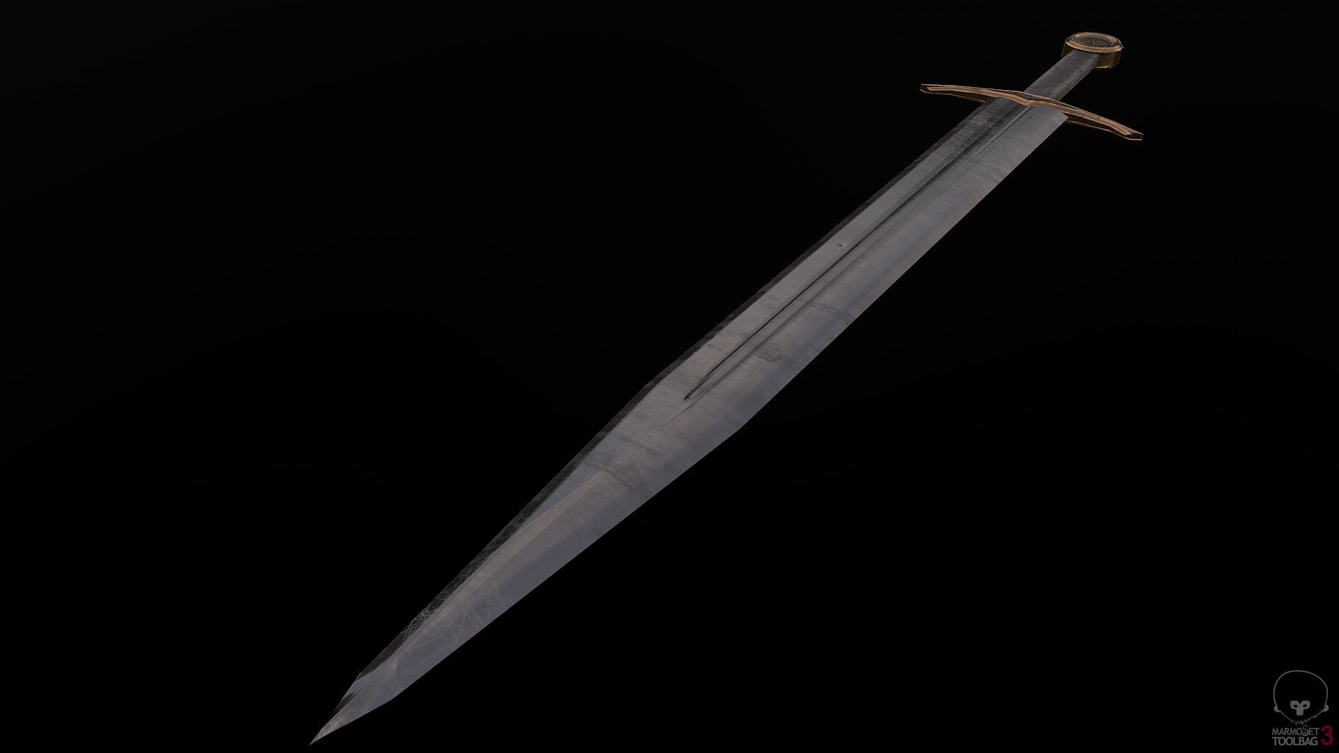 Fantasy Broadsword Low-poly 3D model_1