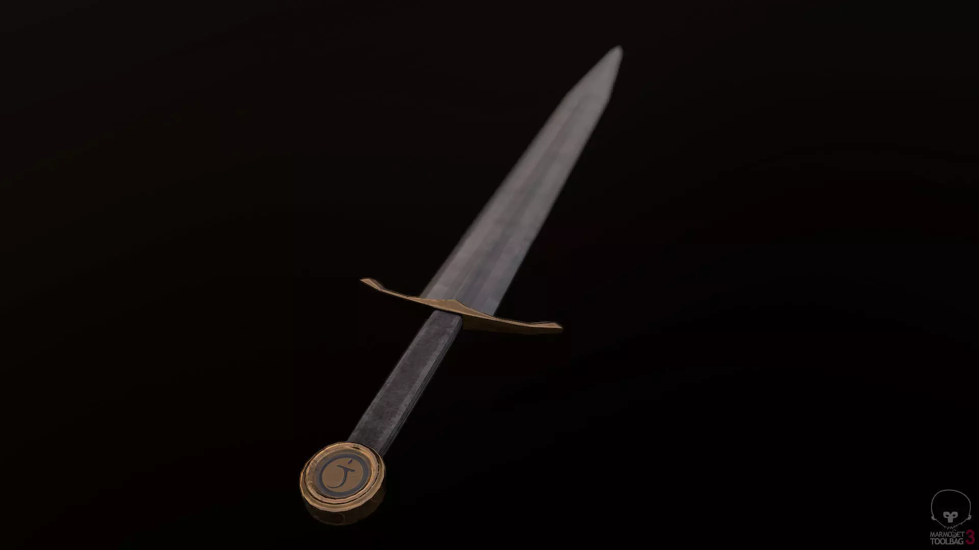 Fantasy Broadsword Low-poly 3D model_0