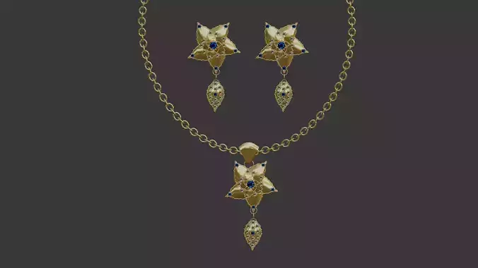 3D Printable Earring  And Chain Set-4 - Handmade Gift - DIY 3D print model