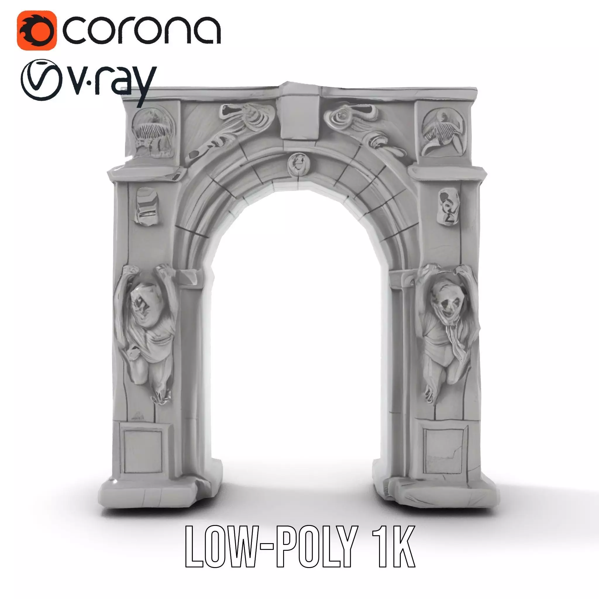 Gothic Archway model pack Low-poly 3D model_8