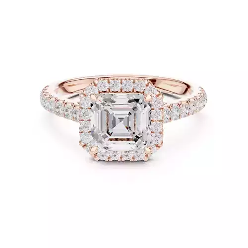 Asscher Cut Halo Diamond Engagement Ring 3DM STL Video