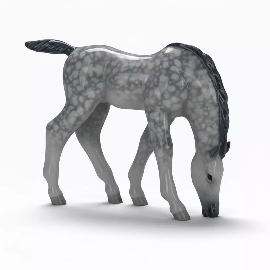 Grazing Dappled Horse Porcelain Figurine Realistic Textures Low-poly 3D model_1