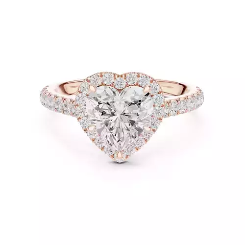 Heart Cut Halo Diamond Engagement Wedding Ring 3DM STL Video