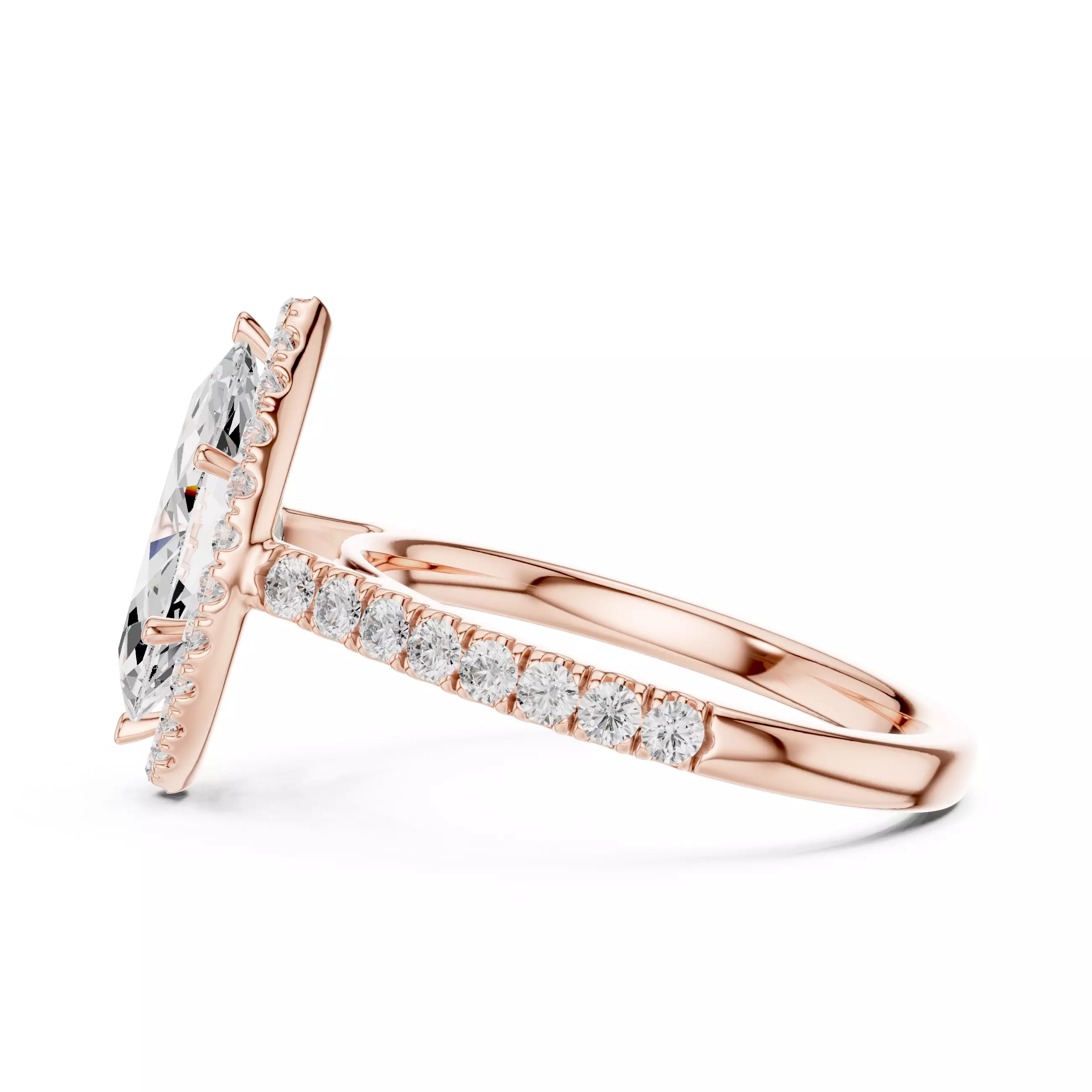 12x6mm Marquise Cut Diamond Wedding Ring 3DM STL Video 3D print model_6