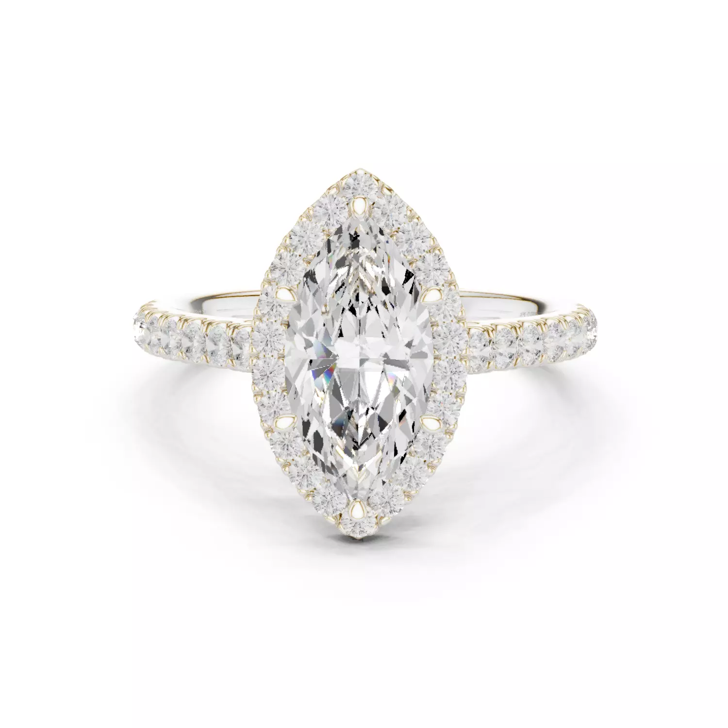 12x6mm Marquise Cut Diamond Wedding Ring 3DM STL Video 3D print model_5