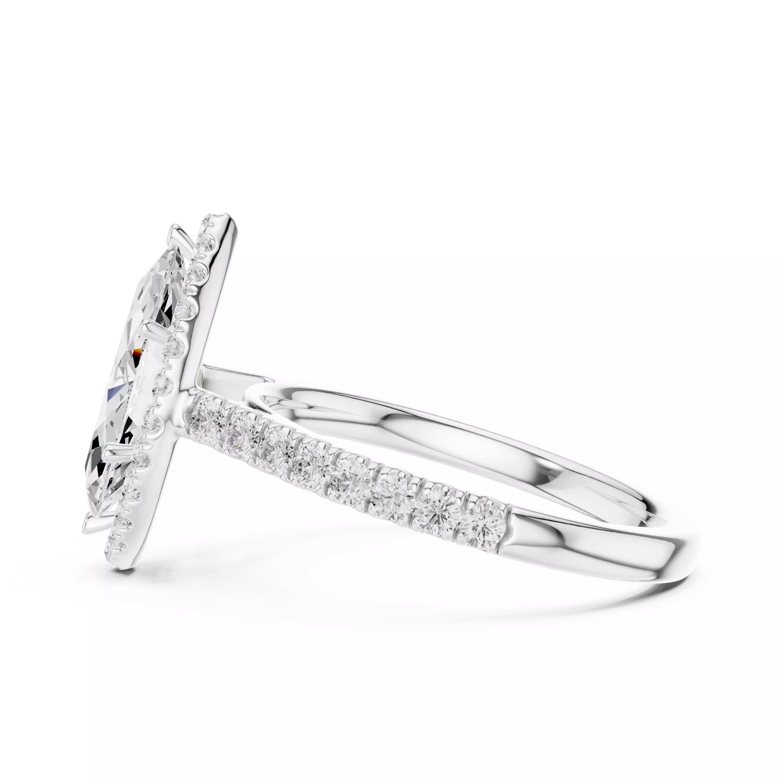 12x6mm Marquise Cut Diamond Wedding Ring 3DM STL Video 3D print model_8