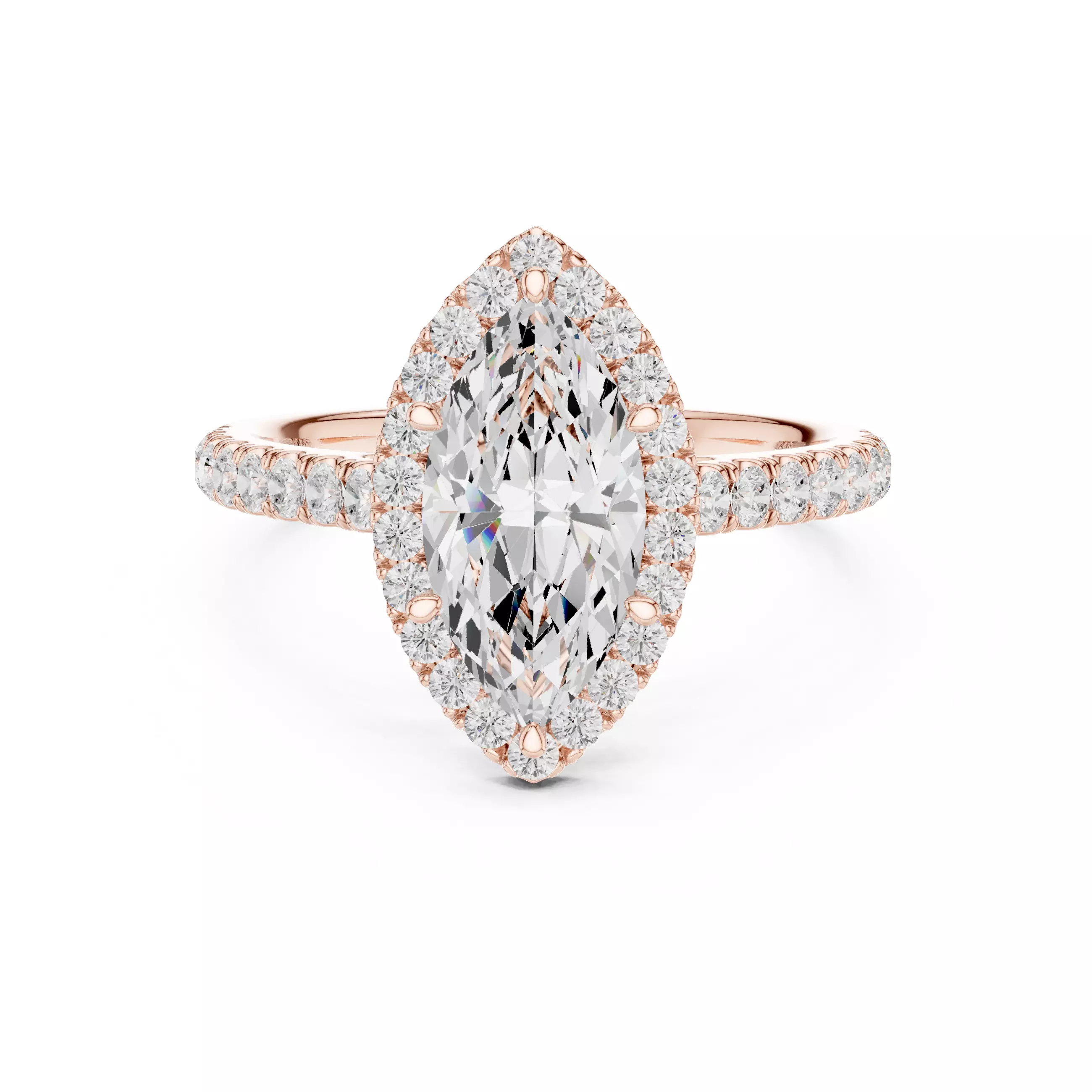 12x6mm Marquise Cut Diamond Wedding Ring 3DM STL Video 3D print model_0