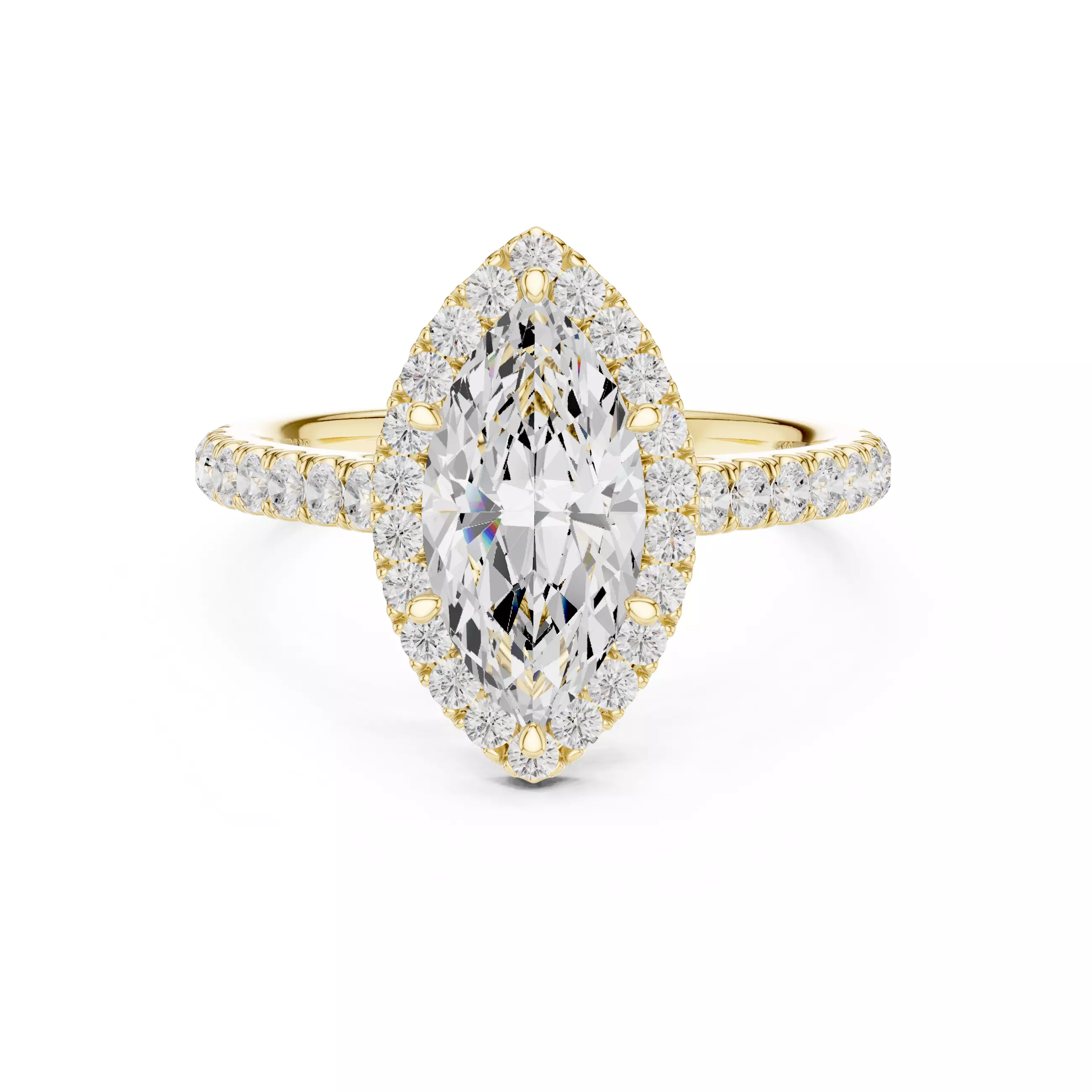 12x6mm Marquise Cut Diamond Wedding Ring 3DM STL Video 3D print model_1