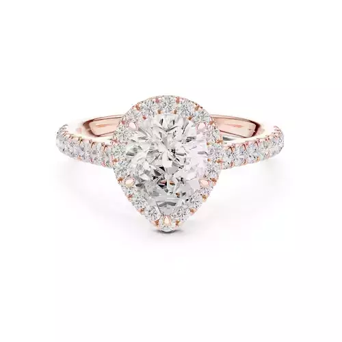 Pear Cut Halo Diamond Engagement Wedding Ring 3DM STL Video