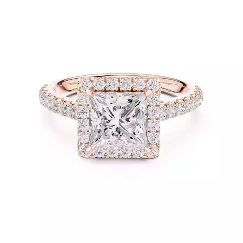 Princess Cut Halo Diamond Engagement Ring 3DM STL Video